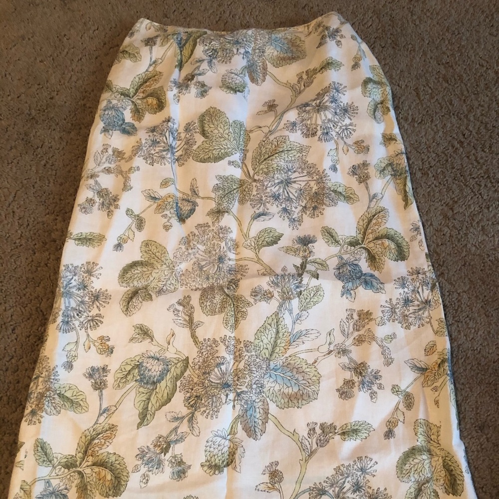 Talbots Irish Linen flower cream skirt size 14